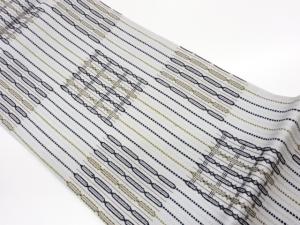 変わり織市松に変わり縞模様織出し袋帯